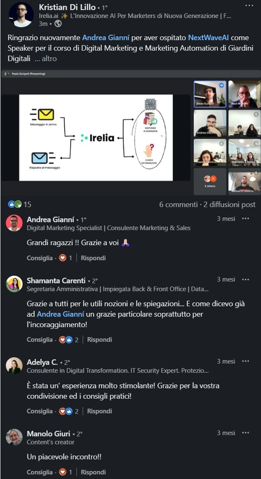 Customer conversation with an Irelia agent