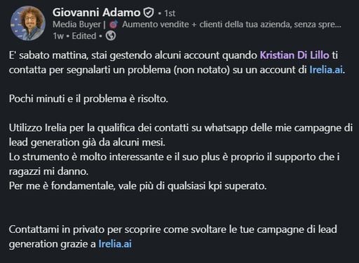 Customer conversation with an Irelia agent